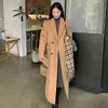 Women's Wool Blends Tall Women Maxi Coat For Autumn Winter Thicken Warm Hepburn Style Ankle Length Overcoat Black Camel Plus Size XS 3XL 231101