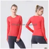 Womens Loose Fit Yoga T-shirts Gym Stretchy Long Sleeve Crop Top Fitness Sports Tee Workout Blues for Women Sell Drop Delivery Dhn9k