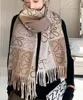 Marca designer de moda feminina cachecol grosso longo inverno lã cashmere xale lenço franja