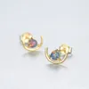 Earrings SANYU Green Pink Blue Fire Opal Stud For Women 925 Sterling Silver Fine Jewelry Party Boucle D'Oreille Femme SE0418