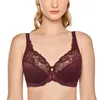 Bra's Plus Size Minimizer Lace Bra Full Coverage Jacquard Floral Non Padded Sheer Underwire 3444 DD E F G H 231031