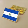 Party El Salvador Flag Pin 2,5*1,5 cm zink gjuten PVC färgbelagd guld rektangulär rektangulär medaljongmärke utan tillsatt harts