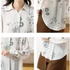 Women's Blouses Top Women's Shirt And Blouse Korean Style Vintage Print White Long Sleeve Eelegant Shirts Woman XL Camisas Y Blusas Para