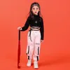 Ensembles de vêtements Vêtements pour filles Vêtements d'été pour enfants Hip Hop Vêtements en coton noir à manches longues T-shirt blanc Pantalon en polyester 2 pièces Costume de streetwear 231031