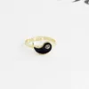 Кластерные кольца панк модные металлические сплетни Тай Чи Кольцо для женщин для женщин творческий черный белый сшивание круглых украшений для пальцев ar76