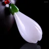 Pendentifs Naturel blanc sculpté à la main orchidée Jade pendentif bijoux collier Magnolia fleur riche pull