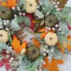 クリスマスの飾り秋の花輪カボチャベリーメープルリーフ人工花輪収穫秋のドアリースクリスマスハロウィーンホームハンギング装飾231101