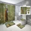 Set di tende da doccia Set di tende da doccia con tappetino da bagno antiscivolo e fiori di prato Set di tende da doccia con fauna selvatica carina R231101