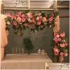 Ghirlande di fiori decorativi Fiori decorativi 50 cm Fai da te Matrimonio Arco in ferro Fondale Seta Peonie Rosa Fiore Disposizione delle pareti Forniture Dhvis