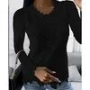 Dames T-shirts Casual Kanten Ruche Shirt Dames Effen Herfst Winter Blouse met lange mouwen Tops Office Lady