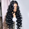 180 Densitet 99J Bourgogne Loose Deep Wave Wigs Glueless 13x4 Spets Frontal Human Hair Wigs For Women Wine Röd syntetisk spetsstängning Wig Wig