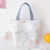 Sacos de compras feminino desenho animado mini bolsa de moda de moda coreana bolsa pequena para menina fresca reutilização de lona armazenamento shopper shopper