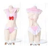 Ani Lolita Girl Maid Swimsuit with Chest Pad Uniform Series Anime Pink Bodysuit Sukumizu Swimwear Pamas Costume Cosplay cosplay