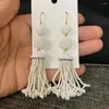 Boucles d'oreilles pendantes en perles faites à la main pour femmes, bijoux uniques à pampilles longues, pour boîte de nuit