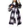 Kvinnorjackor Kvinnors ytterkläder Fashion Plaid Woolen Coat Lång ärm Plaid Print -knapp Öppen Front Long Cardigan Ytterkläder 231101