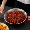 Casseroles 18/24 / 32cm Double oreille Espagnol Paella Plaque en acier inoxydable Fruits de mer Plateau de homard antiadhésif Friture Cuisine Cuisson Pots de nourriture