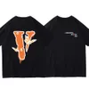 Vlone New Brand Cotton Lycra Fabric uomo e donna camicie stampate con scollo o collo cotone cotone a maniche corta casual manica corta tendenza della moda classica per dt103