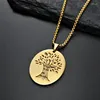 Pendentif Colliers Mode Sérénité Prière Arbre De Vie Collier Pour Hommes Et Femmes Simple Mâle En Acier Inoxydable