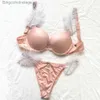 Sexy Set Rhine Letter Lace Underwear Women Comfort Push Up Bra Panties 2 Piece Brief Suit Plus Size Pink Seamless Sexy Lingerie SetL231101