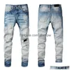 Designer jeans män denim broderi byxor mode hål byxa oss storlek 28-40 hiphop dog blixtlåsbyxor för manlig 2022 topp drop del dhhct