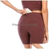 Pantaloncini da yoga da donna Pantaloni Fitness Corsa da strada Estate Splicing netto Sensazione di nudo fuori Vita alta Traspirante Vendita Consegna di goccia Dh8Yo