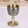 Wine Glasses Classical Metal Cup Handmade Small Goblet Household Copper Glass Carving Pattern Creative Drinkware