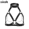 Womens PU Leather BDSM Sex Body Bras Harness Open Nipples Cage Bralette Strap Buckles O-Rings Chain Tassel Chest Belt Steampunk238m