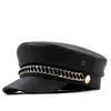 Basker Trend Winter Hats for Women French Style Pu Baker's Boy Hat Baseball Cap Black Visor Hat Gorras Casquette 231031