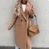 Casual Dresses Autumn Winter Coat for Women Clothing Torch Jacket Single Breasted Solid Color Women's Slim Long Windbreaker Woolen