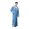 Homens sleepwear amantes mais roupas de casa grossa flanela cor sólida lapela roupas de manga comprida com capuz robe casaco de inverno camisolas macias # 3