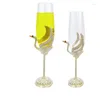 ワイングラスクリスタルガラス赤い高級ハンドメイドエナメル色のシャンパンカップクリエイティブウェディングギフトフットペアカップ