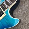 Custom shop, fabriqué en Chine, guitare électrique de haute qualité, guitare bleue, matériel chromé, dessus en érable Honey Burst, livraison gratuite