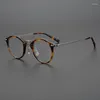 Lunettes de soleil Cadres Rétro Rond Titane Acétate Lunettes Cadre Hommes Vintage Optique Lunettes Femmes Marque Japonaise Design Classique Cercle