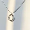 Ciondoli Moda Argento Sterling 925 Semplice Anello Cerchio Collana con ciondolo punk geometrico per le donne Ragazza Gioielli Dropship all'ingrosso