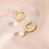 Boucles d'oreilles minimalistes couleur or, cerceau de perles d'eau douce pour femmes, petits Huggies simples, Piercing de Cartilage, jacinthe