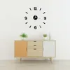 壁の時計3Dフレームレス時計ステッカーモダンなdiyアラビア数字ミラーリビングルームの寝室の装飾デカール