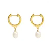 Boucles d'oreilles minimalistes couleur or, cerceau de perles d'eau douce pour femmes, petits Huggies simples, Piercing de Cartilage, jacinthe