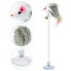 Cat Toys Funny swing spring Mice with Suction cup Furry cat colorful Feather Tails Mouse Toy for Cats Small Cute Pet Toys 1101