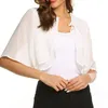 Coprispalle da donna Mezza manica a strati Aperta sul davanti Sciolto Bolero velato in chiffon Cardigan con alzata di spalle Top per abito da cerimonia nuziale Cover Up Fashion