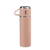 17oz Portable Stainless Steel Thermos Flasks Sport Bottle Vacuum Insulation Tumbler Beer Water Travel Mug Spiral Leak-proof Stopper With Cup Keep Cold JY1224