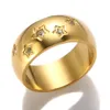 Eheringe Trendy Luxus Rosa Liebe Herz Zirkon Stern CZ Kristall Gold Farbe Ring Für Frauen Mode Edelstahl Schmuck geschenk 231101
