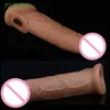大人のおもちゃマッサージfxinba 20cmリアルなシリコンペニススリーブ遅延射精は、男性のコックのために再利用可能