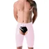 Shorts pour hommes Wetlook PVC Cuir Sexy Hommes Pantalons courts Skinny Fétiche Slim Sexe Ouvert Entrejambe Sissy Lingerie Party Clubwear Casual S-7XL