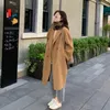 Women's Wool Blends Autumn Winter Double-sided Cashmere Overcoat Elegant Wool Blended Solid Colo Long Coat Fashion Simple Camel Oversized Coat 231031