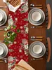 Masa Runner Noel ve Kış Poinsettia Meyveleri Modern Ev Mutfak Yemek Masa Düğün Partisi Masa Dekorasyon Tablo 231101
