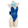 ANI Archive Asuma Toki Blue Leather Bodysuit Bunny Uniform Costume Cosplay