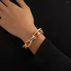 Braccialetti a maglie Braccialetti con ciondoli a catena in alluminio verniciato colorato bohémien per le donne Accessori trendy per braccialetti incrociati