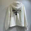 Dames lamswollen jas donsjassen driehoekige letter capuchon winter dikke bovenkleding tops kwaliteit meisjeskleding SML