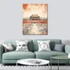 Världsberömd Building the Forbidden City China Style Colorful Art Canvas Print Bilden Poster för vardagsrum Väggdekor