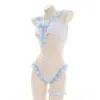 Animie anime lolita girl blue belad pokojówka bikini kostium kąpielowy stroju letnie student słodki mundur strojów kąpielowych set basen cosplay cosplay